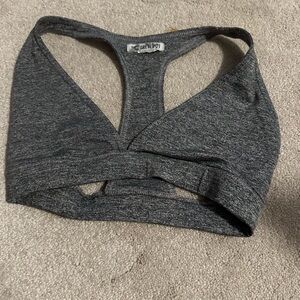 f21 gray v neck sports bra